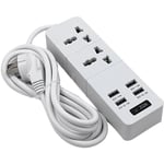 Multiprise Protecteur de Surtension avec 4 Ports usb et 2 Prises Rallonge 2500W 10A 6,5 Pieds pour , Blanc-Prise ue