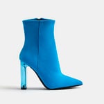 River Island Womens Ankle Boots Blue Perspex Heel Textile - Size UK 3