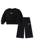 Nike Infants Girls Shine Crew Pant Tracksuit - Black, Black, Size 24 Months