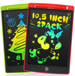 Tablette Enfant de 10,5 Pouces, Lot 2 Ardoise Magique pour Enfants, Ardoise LCD pour Enfants, Jouets pour Enfants, Gribouillages Colorés, Cadeaux pour les Filles de 3 à 8 ans, Rouge + Vert