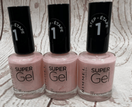 RIMMEL Super Gel Nail Polish Varnish 021 New Romantic 3x 12ml (3 in total)