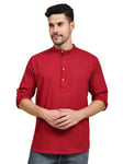 SKAVIJ Homme Coton Kurta Indian Casual Chemise (Rouge, XX-Large)