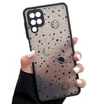 ZTOFERA Compatible with Samsung Galaxy A12 / M12 Case, Planet Sky Star Pattern Protective Phone Case Translucent Frosted Hard PC Back Case Silicone Bumper Shockproof Cover, Black Sky