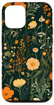 Coque pour iPhone 14 Pro Vert olive Boho botanique fleurs sauvages plantes fleur