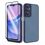 SMYTU Coque pour Samsung Galaxy A15 4G / 5G 6,5 Pouces,Mat HalfTransparente Protection Antichoc Souple Silicone TPU étui Bumper Housse Case Cover pour Samsung Galaxy A15 4G / 5G, Bleu