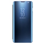 Coque pour Samsung Galaxy s10 Housse Support à Rabat Clear View Cover Flip Case (Bleu)