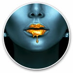 2 x Vinyl Stickers 30cm - Gold Paint Drip Lips Lipstick Art Cool Gift #21627