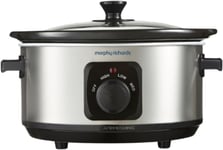 Morphy Richards 3.5L Stainless Steel Slow Cooker, 3 Heat Settings, One Pot Safe