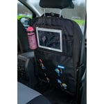 CARTREND HERO Protection de dossier pour siège de voiture, lavable et facile à nettoyer, montage facile, avec boucles et crochets, organiseur, 2 compartiments et 2 porte-gobelets, noir