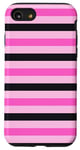 Coque pour iPhone SE (2020) / 7 / 8 Rose rayé girly esthétique Preppy Black Stripes