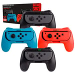 Orzly Grips (Poignées) Compatible Avec Nintendo Switch Joy-Cons Pour Plus De Confort -Quad Pack (2x Noir 1xrouge 1xbleu) Compatible Super Smash Bros Ultimate Pour Nintendo Switch