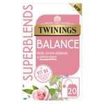 Twinings Superblends Balance Tea - A herbal infusion with Lemon Balm, Lemon Verbena, Rose Petals, Spearmint and added Vitamin B6. 20 Tea Bags