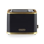 Salter Wide-Slot Toaster Palermo Defrost/Reheat/Cancel 930W Black/Gold EK5032BLK