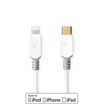 Nedis Lightning Kaapeli | USB 2.0 | Apple Lightning 8-Pin | USB-C™ Uros | 480 Mbps | Kullattu | 1.00 m | Pyöreä | PVC | Valkoinen | Laatikko
