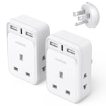 UK to US Plug Adapter 2 Pack, AODENG USA Travel Adapter with 2 Shaver Adapter, 1 UK 3-Pin Plug and 1 Type C Port & 2 USB Ports(Total: 5V/3.4A) American Plug Adapter for Canada, Mexico(Type B)