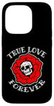 Coque pour iPhone 14 Pro Retro Vintage True Love Forever Skull and Flower Memento Mori