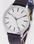 Ted Baker Men's Manhatt Black Leather Strap Watch Silver Dial BKPMHF903