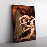 William Adolphe Bouguereau Dante And Virgil In Hell Classic Painting Canvas Wall Art Print Ready to Hang, Framed Picture for Living Room Bedroom Home Office Décor, 76x50 cm (30x20 Inch)