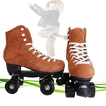 Quad Roller Skates for Adults and Kids, Retro Roller Boots with ABEC 7 Bearings- Multiple Colours(Ages 8-40),Brown,43