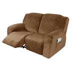 Housse de Fauteuil Inclinable Relax, Housse de Fauteuil Extensible en Velours, Housse de Fauteuil de Massage Lavable à la Maison, Protecteur de Fauteuil Inclinable (2 Place(6pièces), Marron Clair)