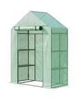 Outsunny Walk-In Greenhouse For Outdoor, Portable Gardening Plant Grow House With 2 Tier Shelf, Roll-Up Zippered Door, Pe Cover, 141X72X191Cm, Green