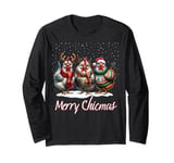 Christmas Chicken Shirt Lover Xmas Santa Hat Funny Farm Gift Long Sleeve T-Shirt