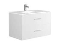 Meuble de salle de bain suspendu avec simple vasque - Coloris blanc - 80 cm - KAYLA