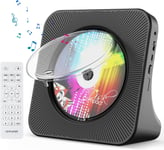 Lecteur Cd De Bureau Avec Bluetooth Lecteur Cd Mural Haut-Parleurs Hifi Int?gr?s Portables Avec ?cran Led Audio Domestique Boombox Radio Fm Usb Type-C Lecteur(Noir)