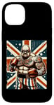 Coque pour iPhone 14 Plus Boxe Britannique Union Jack Drapeau Boxeur