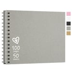 Vienrose 28,5 x 20,5 cm Album Photo Scrapbooking Vide en Papier Kraft à Couverture Rigide, Livre Photo avec 100 Pages pour Mariage, Voyage, Bebe, Gris Clair