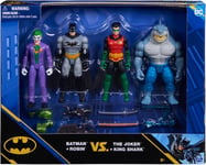 DC Comics, Batman and Robin vs. The Joker and King Shark, 4-inch Action Figures,