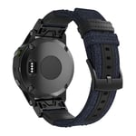 Garmin Fenix 5 / Plus aito nahkainen ranneke - Sininen Tummansininen