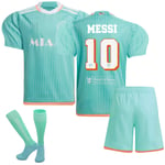 2024 Inter Miami CF Bortalagströja Barn Nr. 10 Messi Strumpor 28