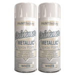 2X White Metallic Spray Paint Aerosol Auto Gloss Lacquer Wood Metal 200ml