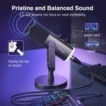 FIFINE XLR USB Gaming Microphone, Dynamic Streaming Mic, RGB, Mute, Desktop Stan