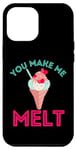 Coque pour iPhone 14 Plus You Make Me Melt Cône de crème glacée en forme de cœur pour la Saint-Valentin