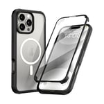 Remterad iPhone 16 Promax Phone Coque, 360° Full Cover Cas, est livré avec 9H Screen Protector Fall, Etui en Silicone, Military Grade Drop Protection Housse, [mag-Safe Design] Phone Case,Noir.