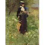 Artery8 Ferdinand Heilbuth Woman With Flowers C1875 Painting Art Print Canvas Premium Wall Decor Poster Mural