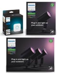 Philips Hue - Lily Outdoor Spot Light Basekit - White & Color Ambiance + Lily Spike Anthracite Extension - White & Color Ambiance (Without power supply) + Bridge 2.1 - Bundle