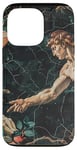 Coque pour iPhone 13 Pro Noir Art Déco Floral Michel-Ange Création Of Adam Sixtine