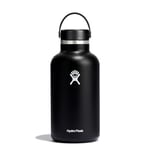 HYDRO FLASK - Water Bottle 1893 ml (64 oz) - Vacuum Insulated Stainless Steel Water Bottle with Leak Proof Flex Cap and Powder Coat - BPA-Free - Wide Mouth - Black