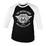 Hybris Route 66 - The Mother Road Baseball 3/4 Sleeve Tee (White-Black,XXL)