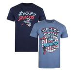 Marvel Mens Captain America T-Shirt (Pack of 2) - M