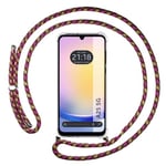 Tumundosmartphone Étui pendentif transparent pour Samsung Galaxy A25 5G avec cordon rose/doré