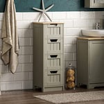 Bath Vida Priano Bathroom 4 Drawer Floor Standing Cabinet Unit Storage Wood, Grey & Oak