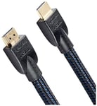 Amazon Basics HDMI to HDMI Cable, 18Gbps High-Speed, 4K@60Hz, 2160p, Nylon-Braided Cord, Ethernet Ready, 7.6 m, Nylon, Black