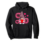 Cute Pink Gnome Sunflower Valentines Day Pullover Hoodie