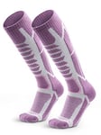 WEIERYA Chaussettes de Ski Homme - Chaussettes de Ski en Mérinos,Respirantes et Confortables,Idéales pour Ski,Snowboard et Sports d'Hiver,Violet（37-40） 2 Paires