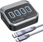 Hub Usb C,4 Ports Usb C Hub Avec 0,5M Câble Et Adaptateur Usb A,5Gbps Avec Port D'Alimentation 5 V/2 A De Type C Pour Pc,Ordinateurs Portables,Mac,Imprimante,Disque Dur Mobile