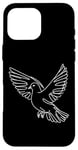 Coque pour iPhone 16 Pro Max Line Art Oiseau et ornithologue Colombe à ailes blanches